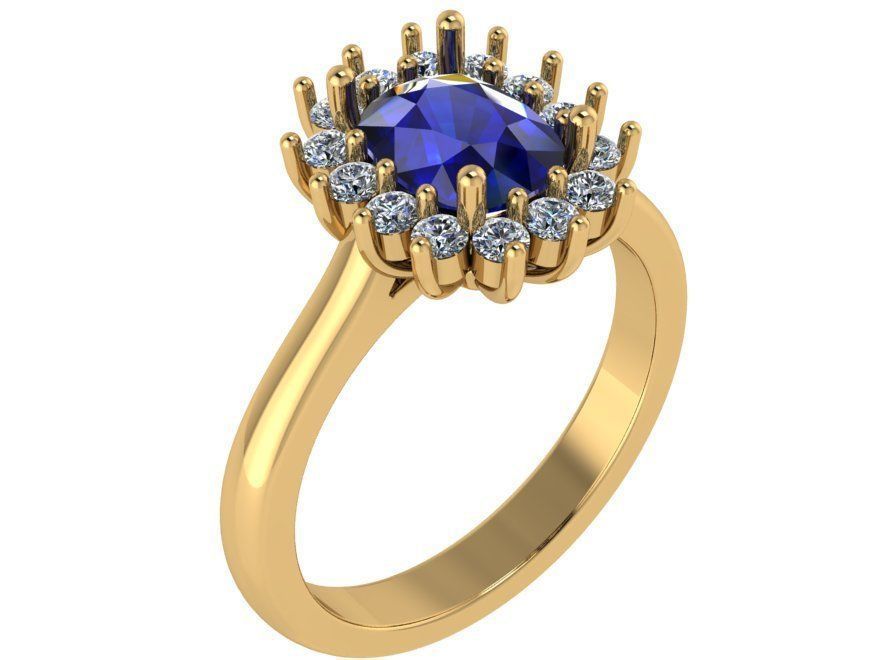 Oval Cluster Sapphire Ring 0798 3D print model_1