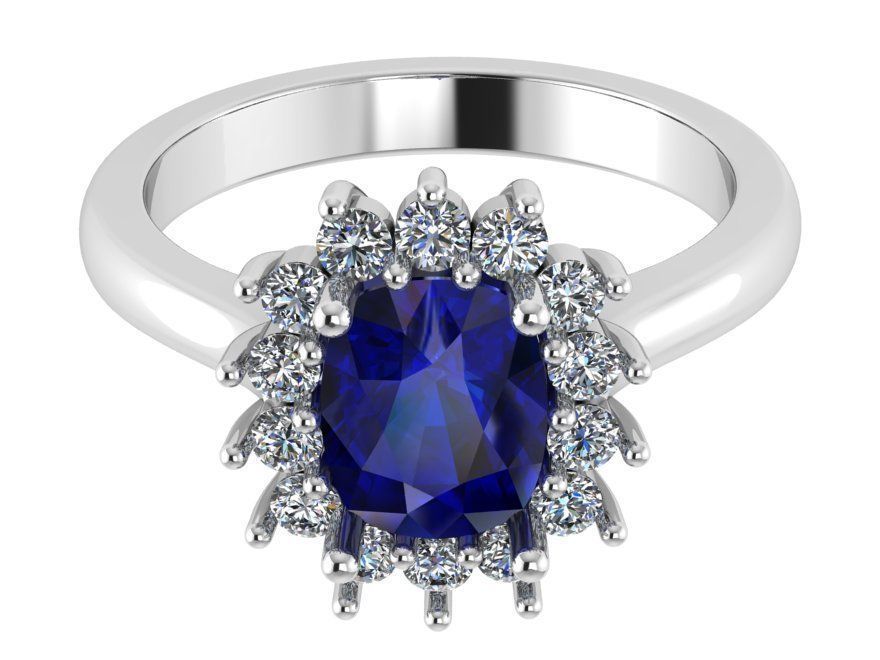Oval Cluster Sapphire Ring 0798 3D print model_2