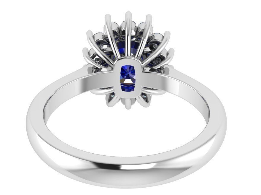 Oval Cluster Sapphire Ring 0798 3D print model_3