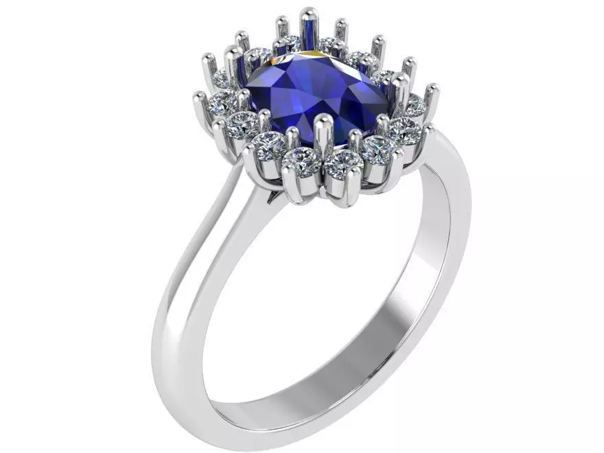 Oval Cluster Sapphire Ring 0798 3D print model_0