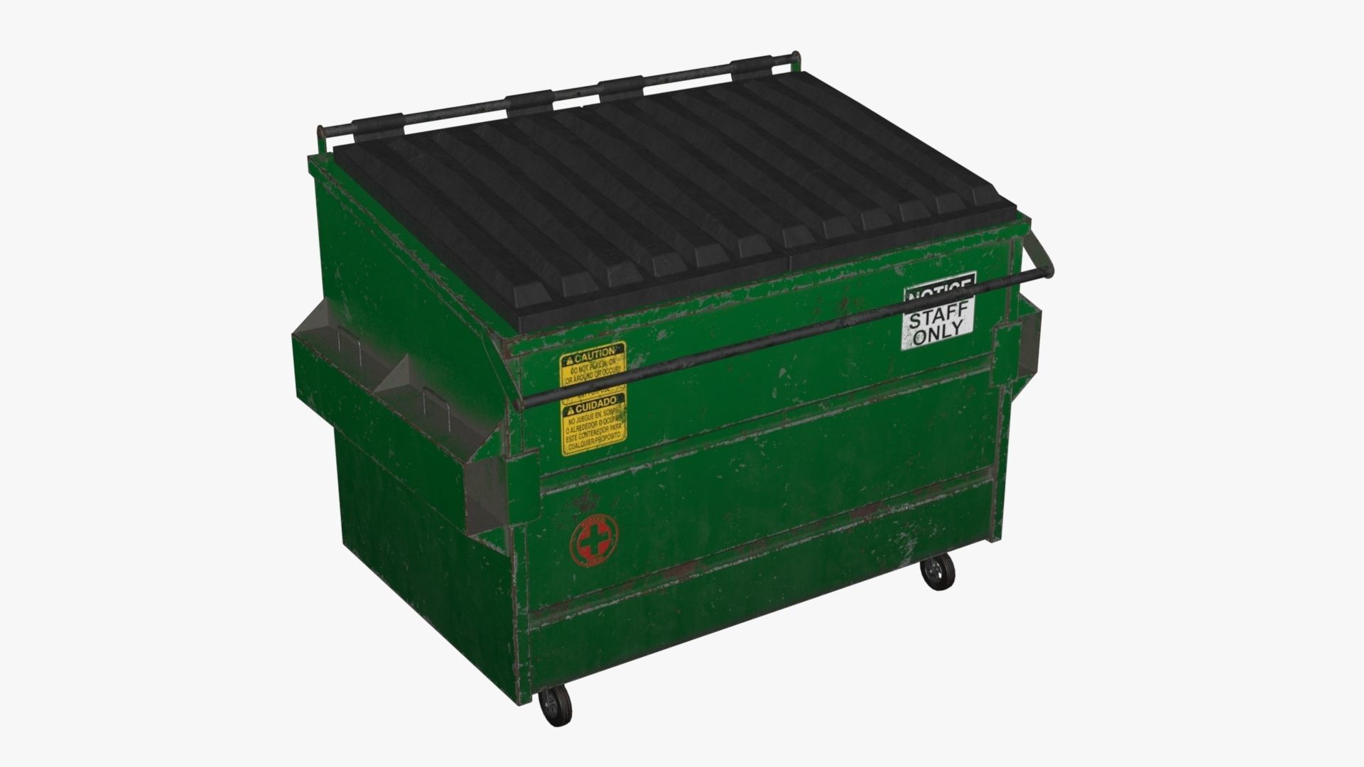 Dumpster garbage can on wheels Low-poly 3D model_30