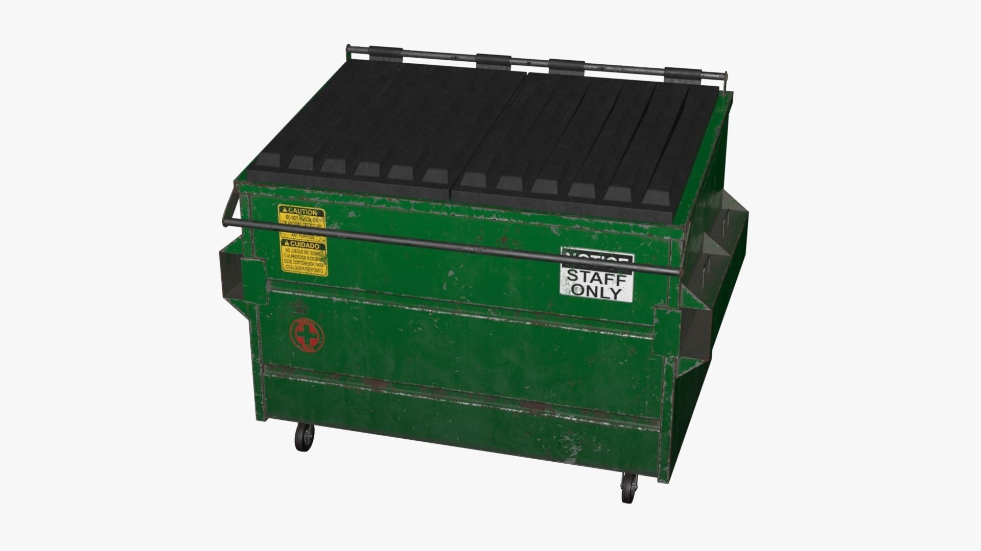 Dumpster garbage can on wheels Low-poly 3D model_86