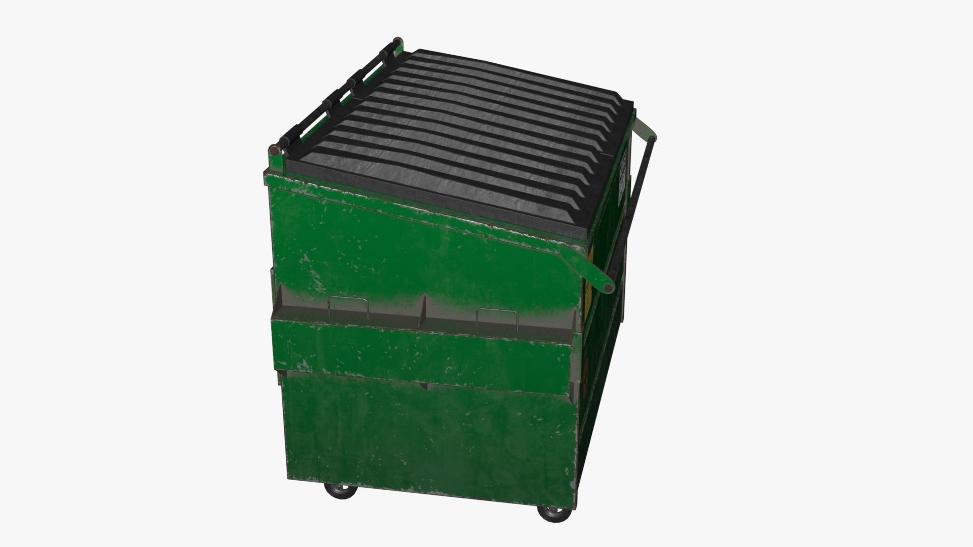 Dumpster garbage can on wheels Low-poly 3D model_38