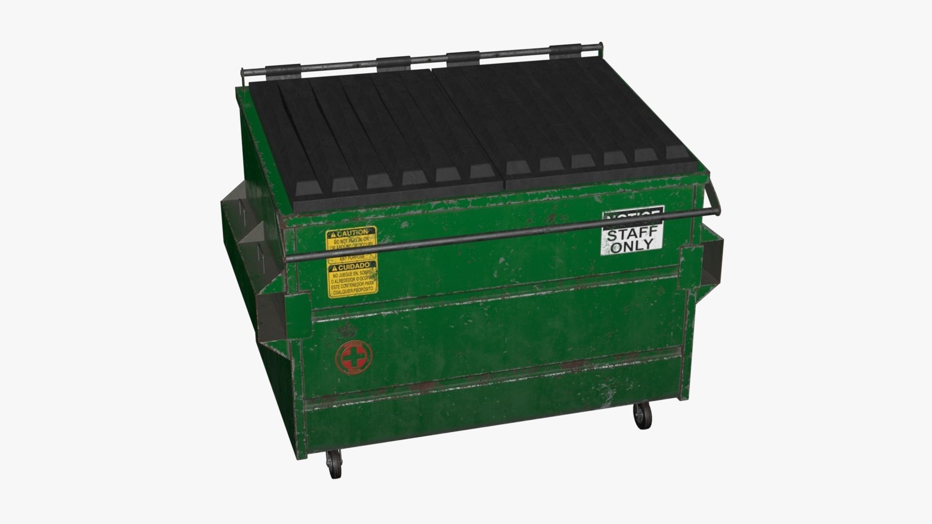 Dumpster garbage can on wheels Low-poly 3D model_41