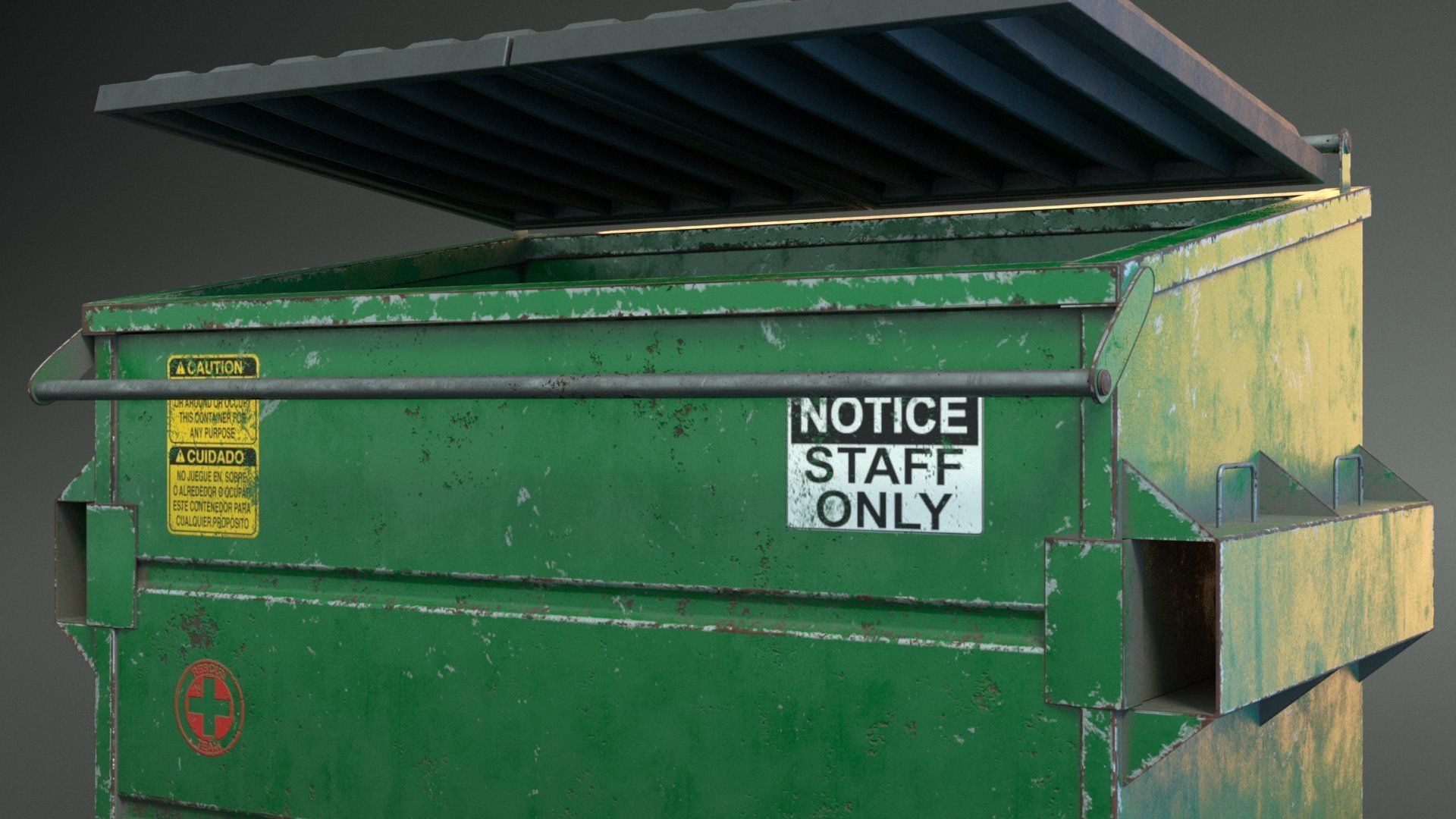 Dumpster garbage can on wheels Low-poly 3D model_7