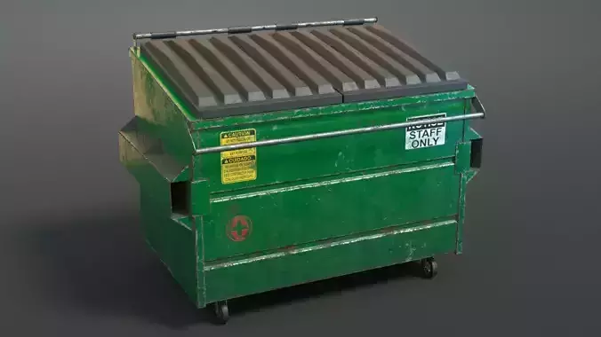 Dumpster garbage can on wheels Low-poly 3D model