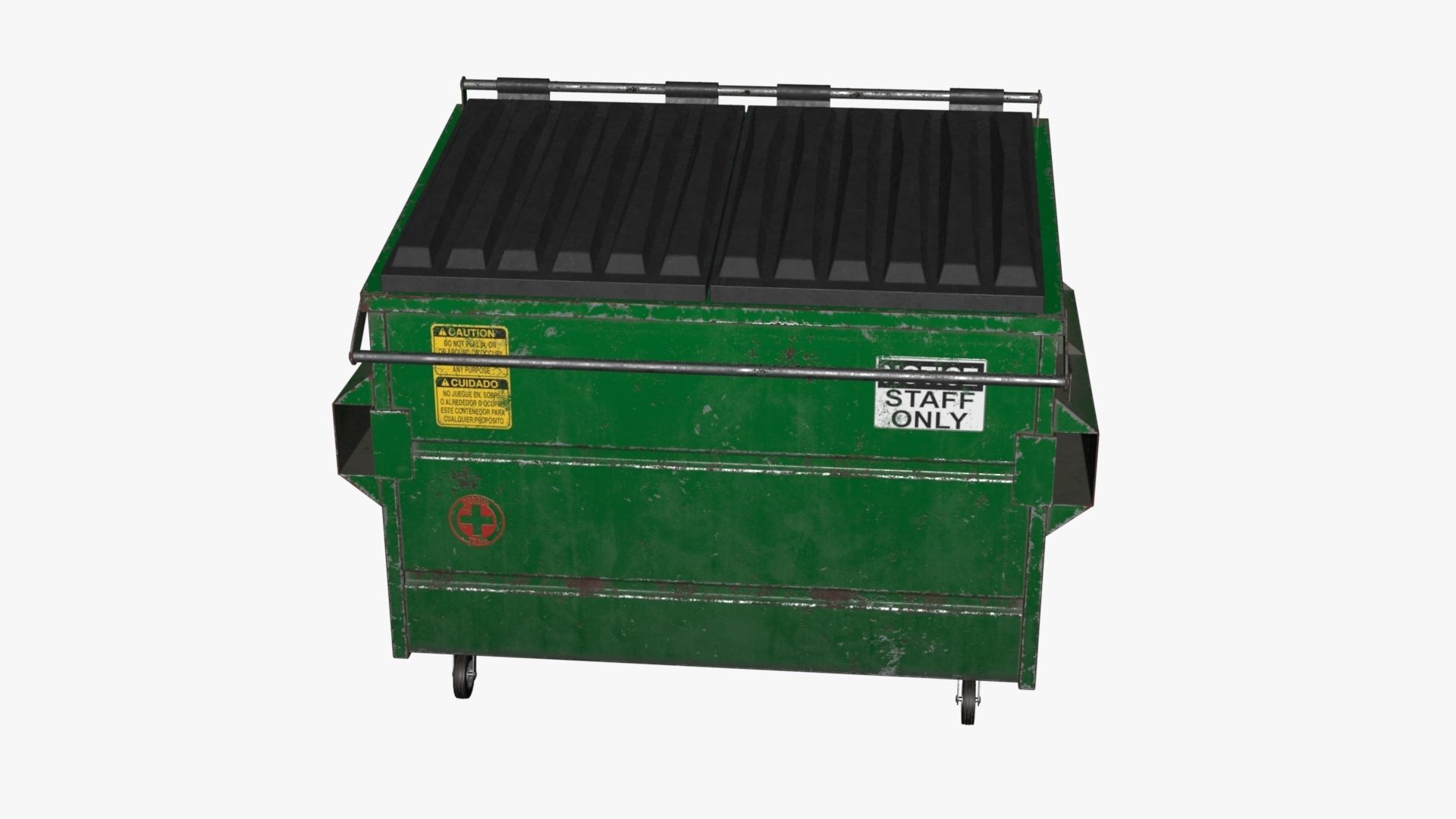 Dumpster garbage can on wheels Low-poly 3D model_85