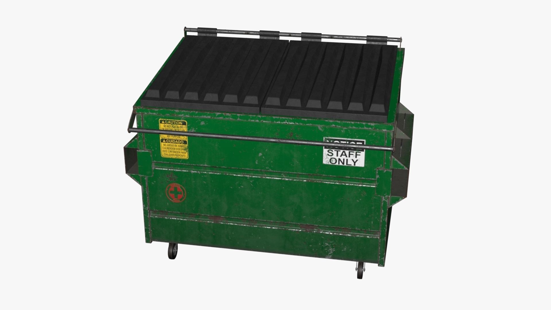 Dumpster garbage can on wheels Low-poly 3D model_87