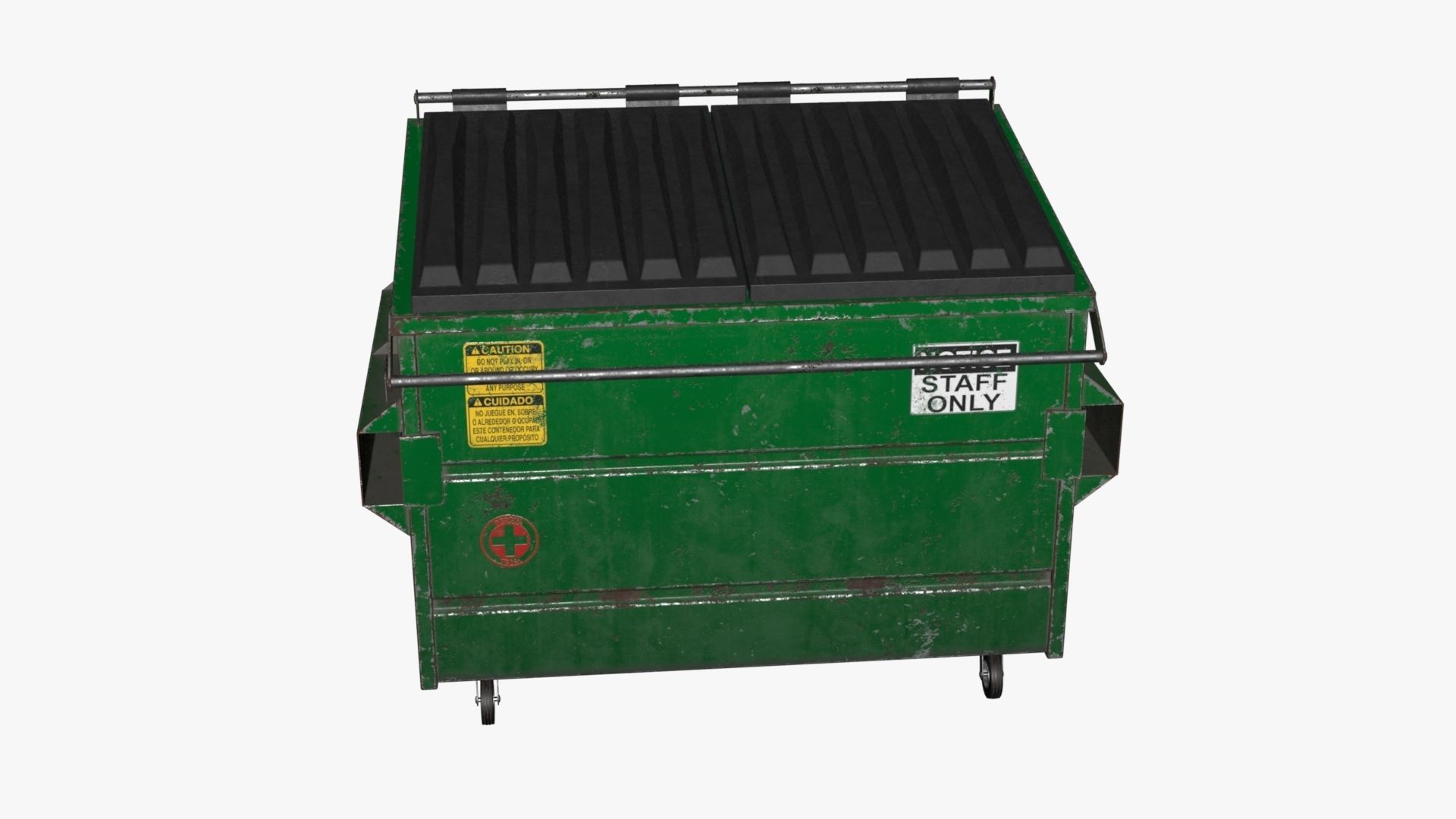 Dumpster garbage can on wheels Low-poly 3D model_27
