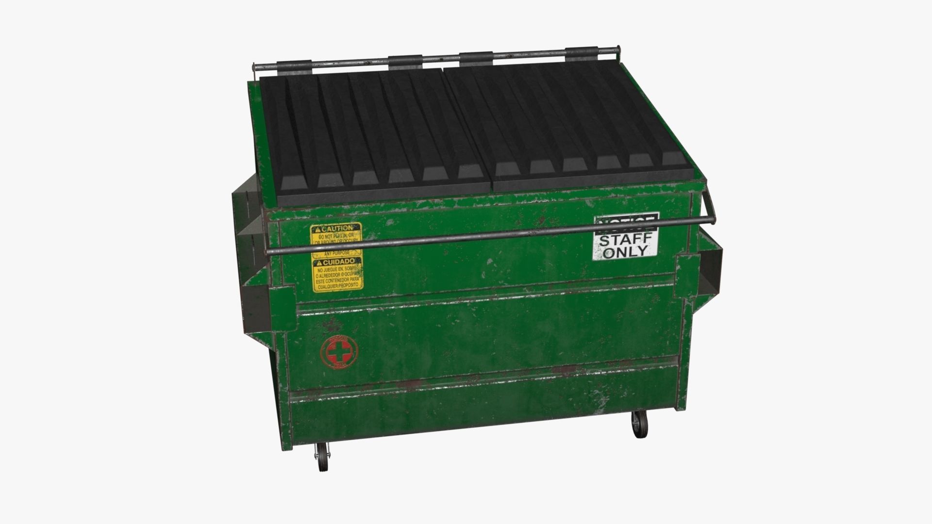 Dumpster garbage can on wheels Low-poly 3D model_28