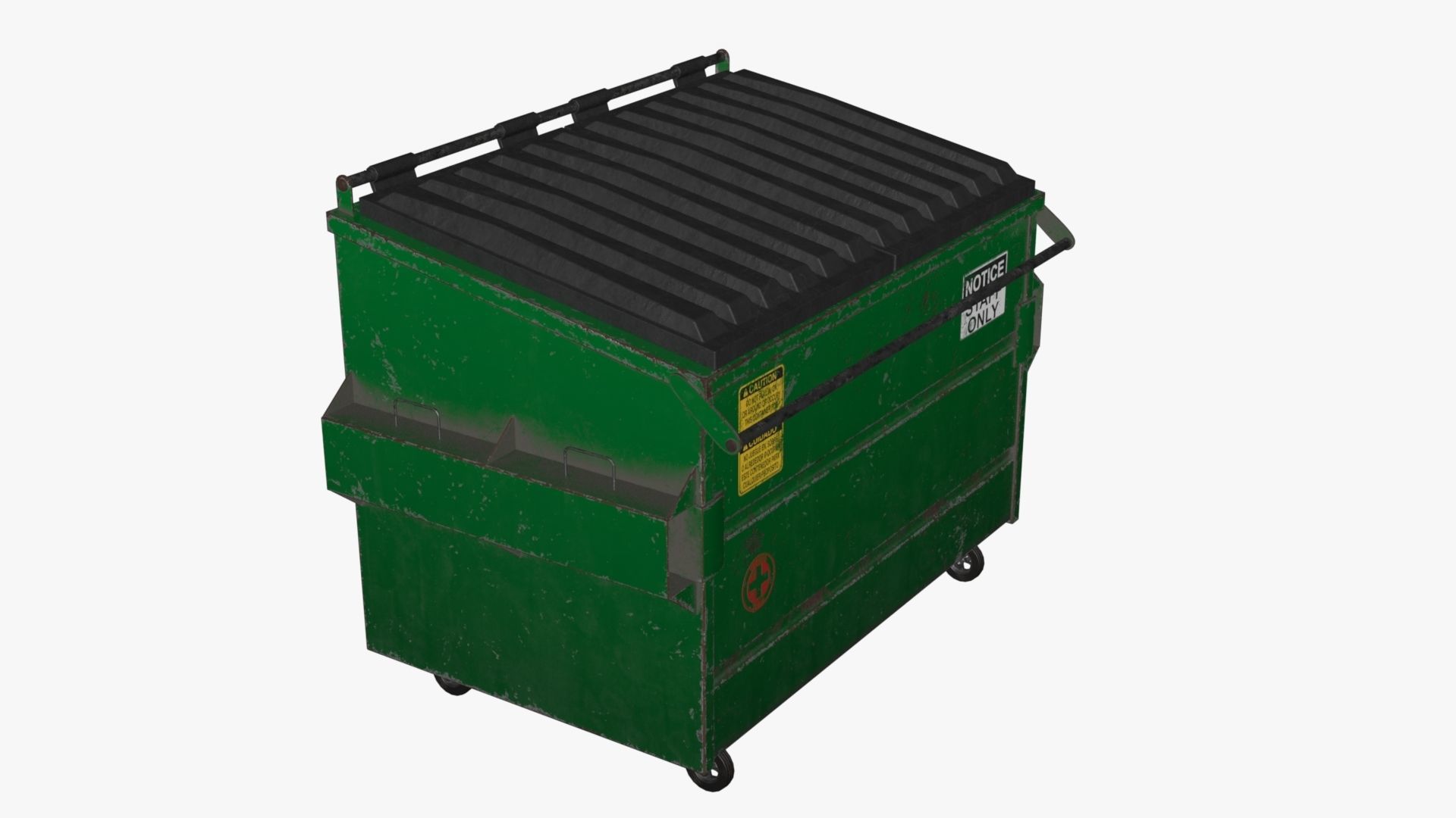 Dumpster garbage can on wheels Low-poly 3D model_35