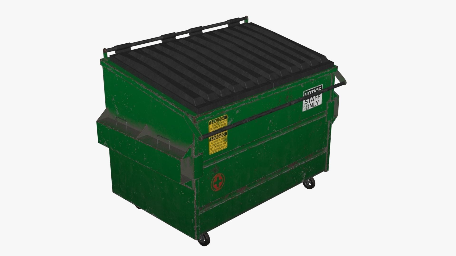 Dumpster garbage can on wheels Low-poly 3D model_33