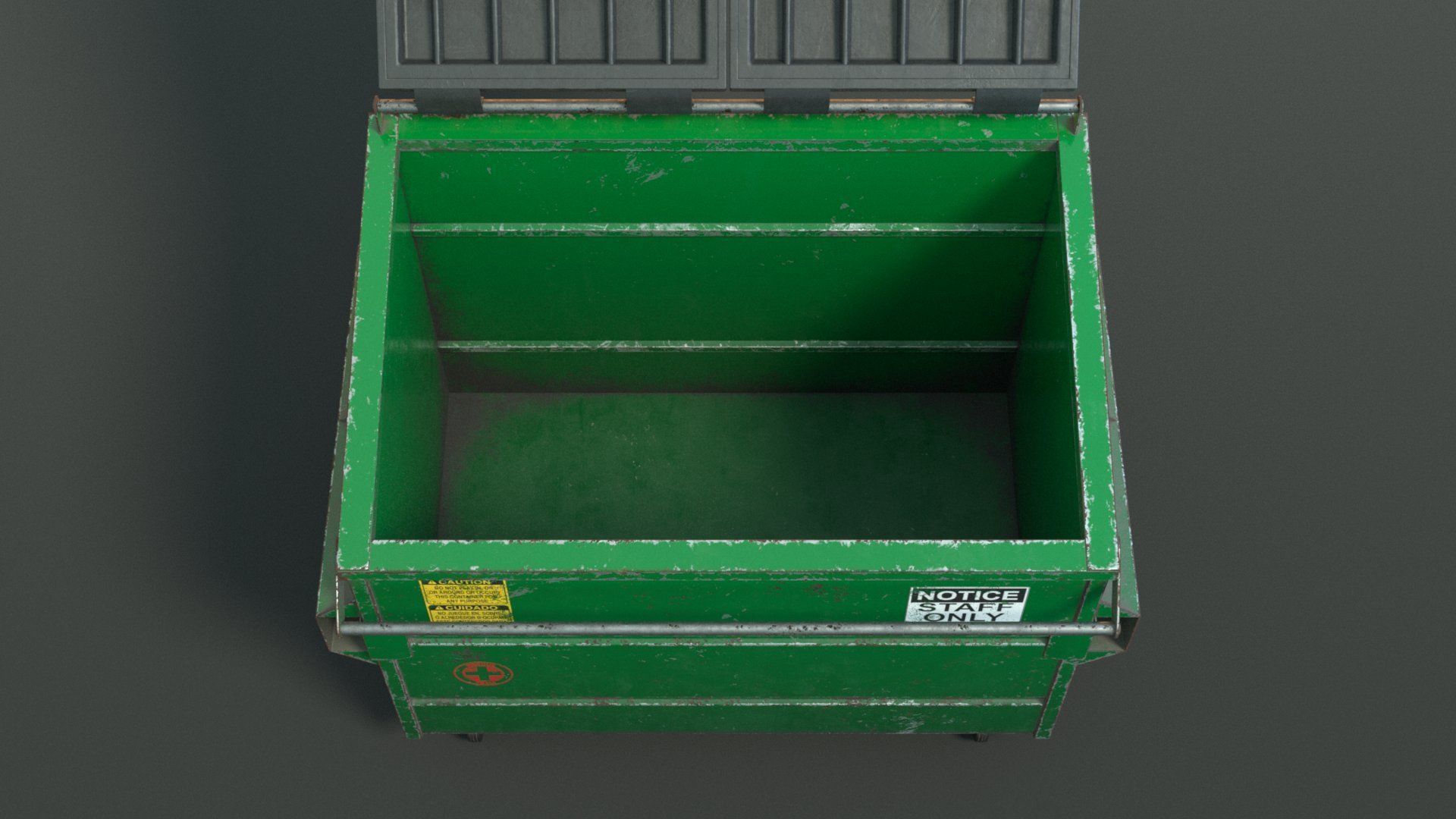 Dumpster garbage can on wheels Low-poly 3D model_4