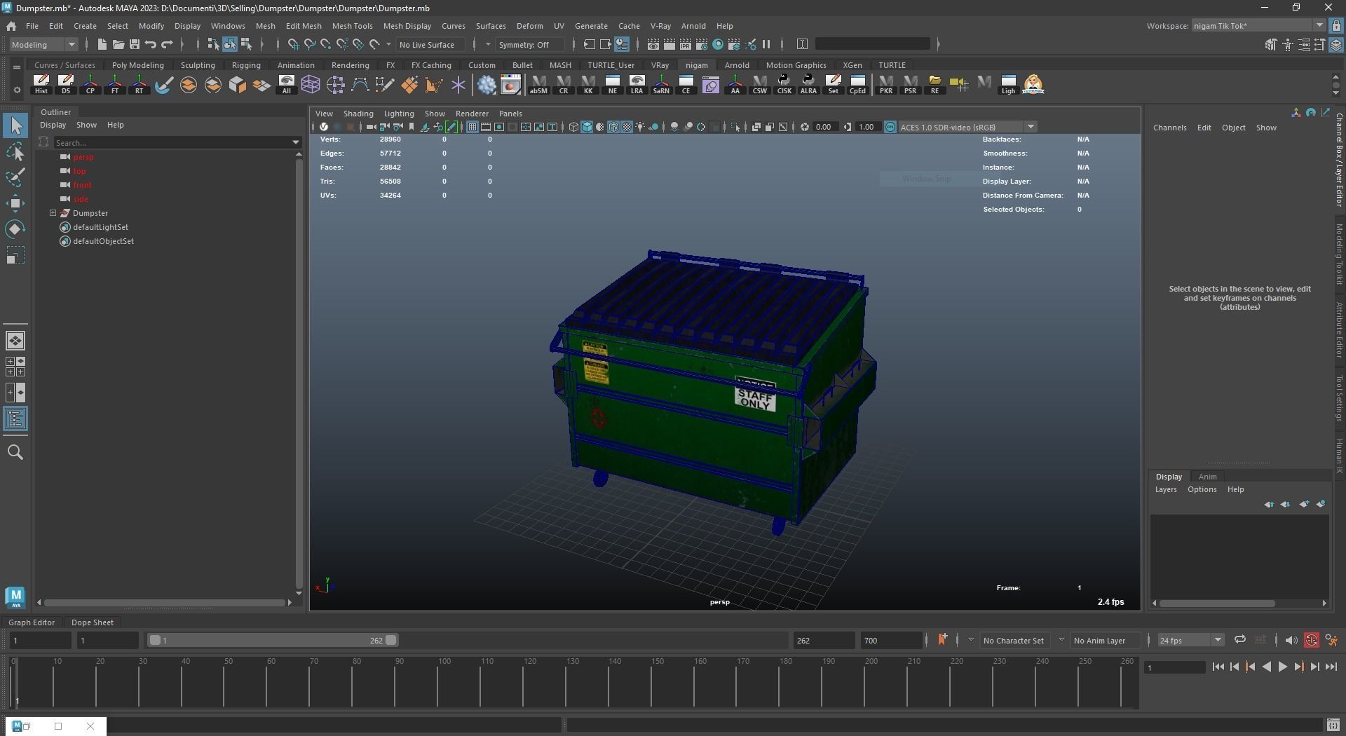 Dumpster garbage can on wheels Low-poly 3D model_12