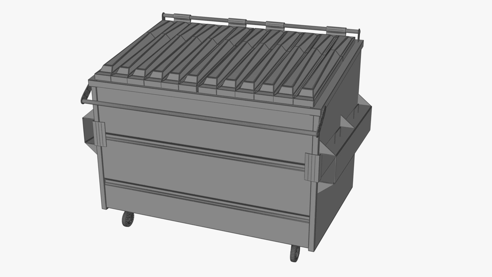 Dumpster garbage can on wheels Low-poly 3D model_13