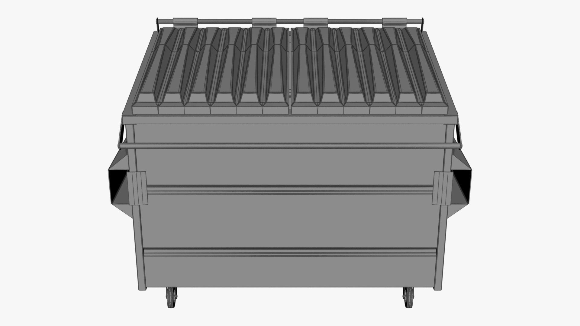 Dumpster garbage can on wheels Low-poly 3D model_14