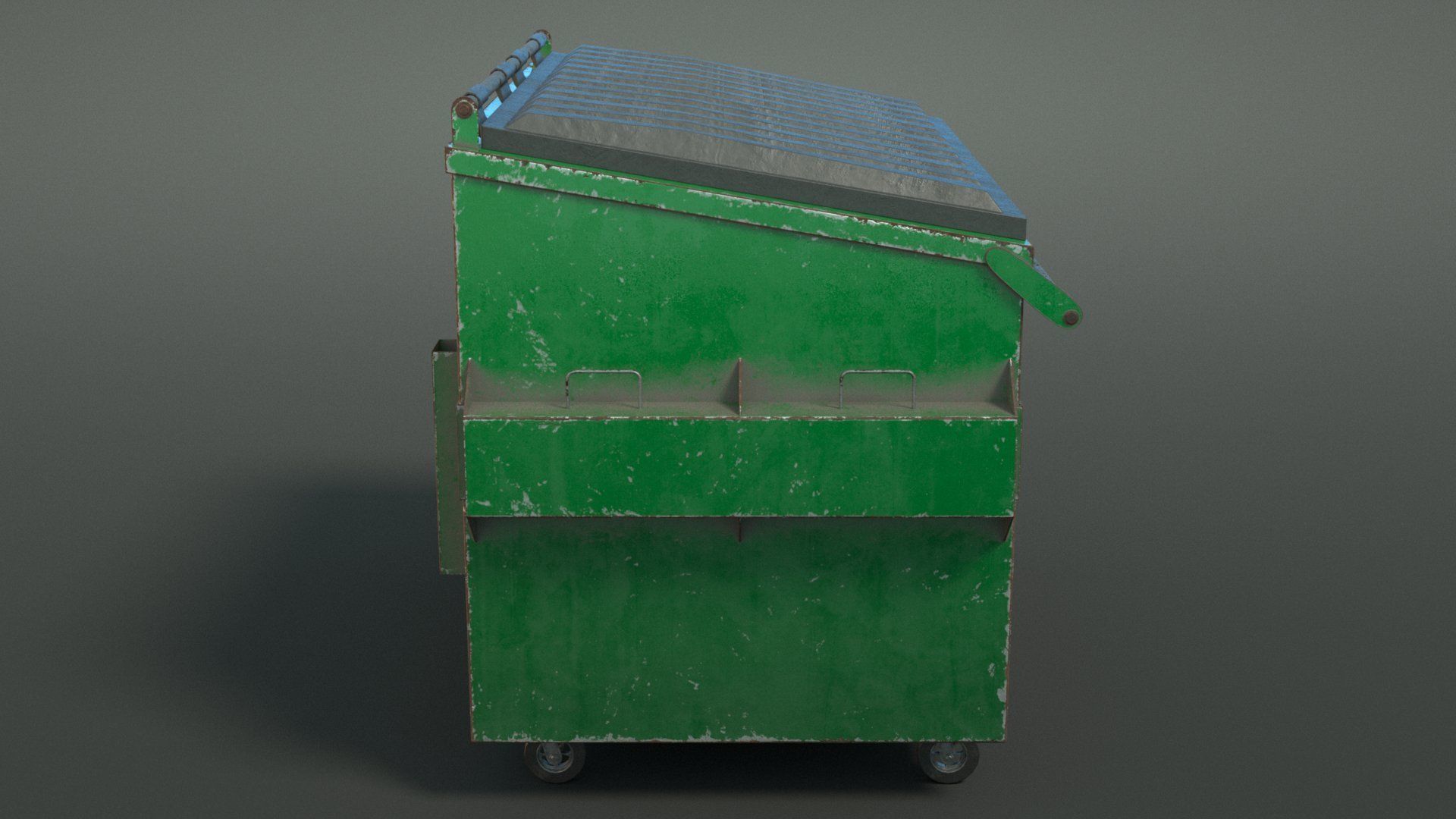 Dumpster garbage can on wheels Low-poly 3D model_2