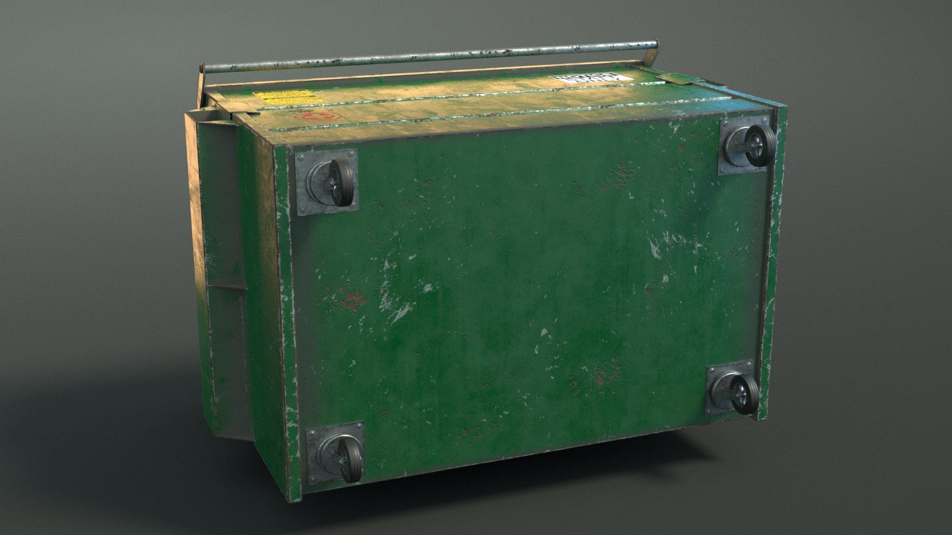 Dumpster garbage can on wheels Low-poly 3D model_8