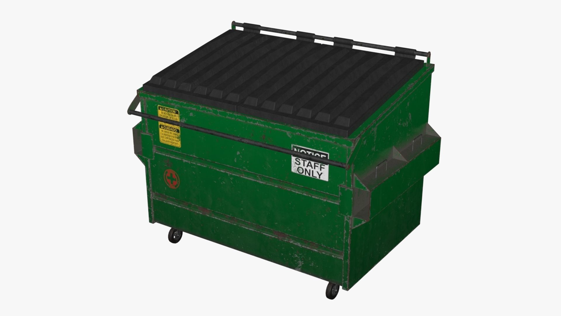 Dumpster garbage can on wheels Low-poly 3D model_81