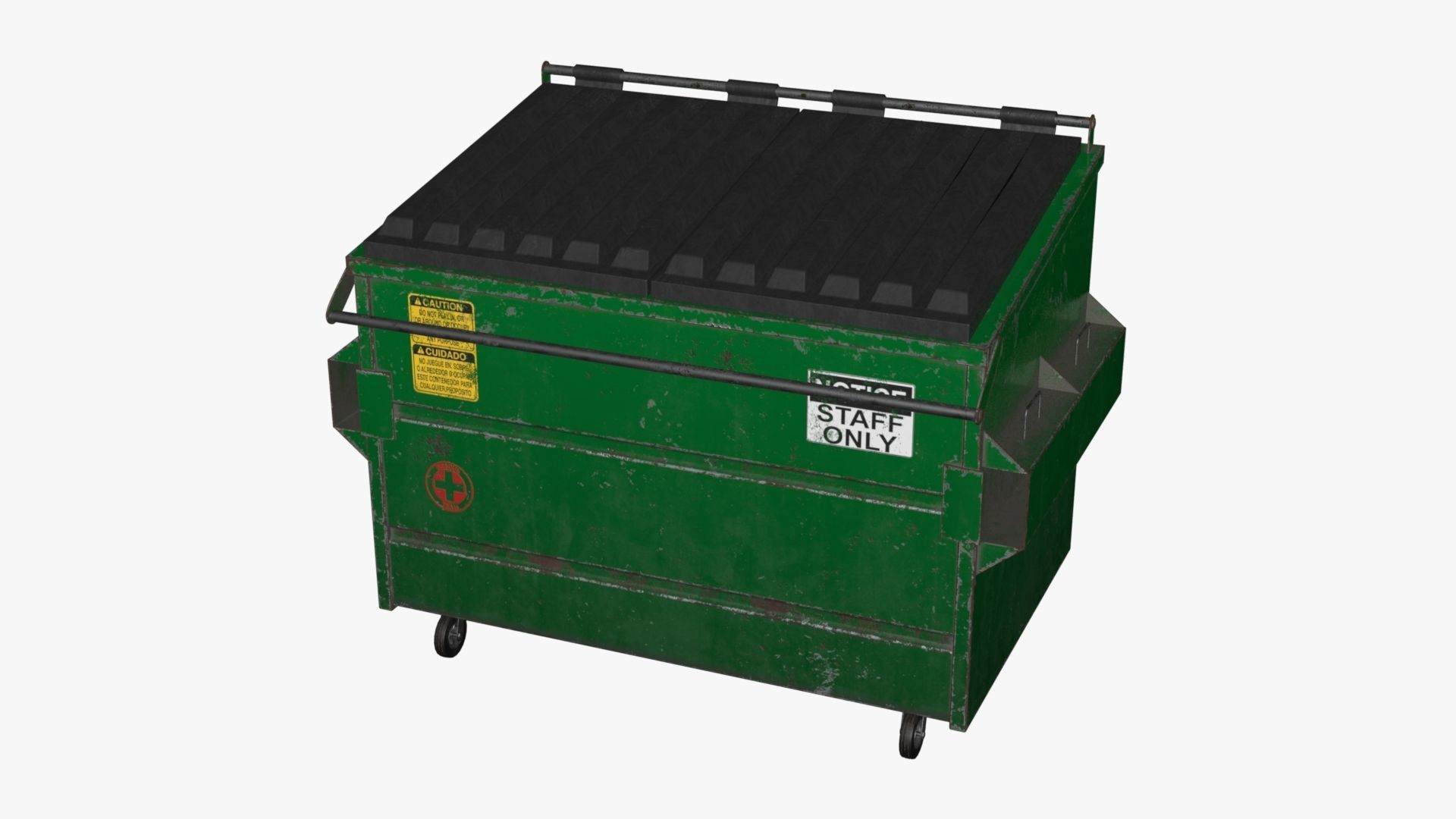 Dumpster garbage can on wheels Low-poly 3D model_83