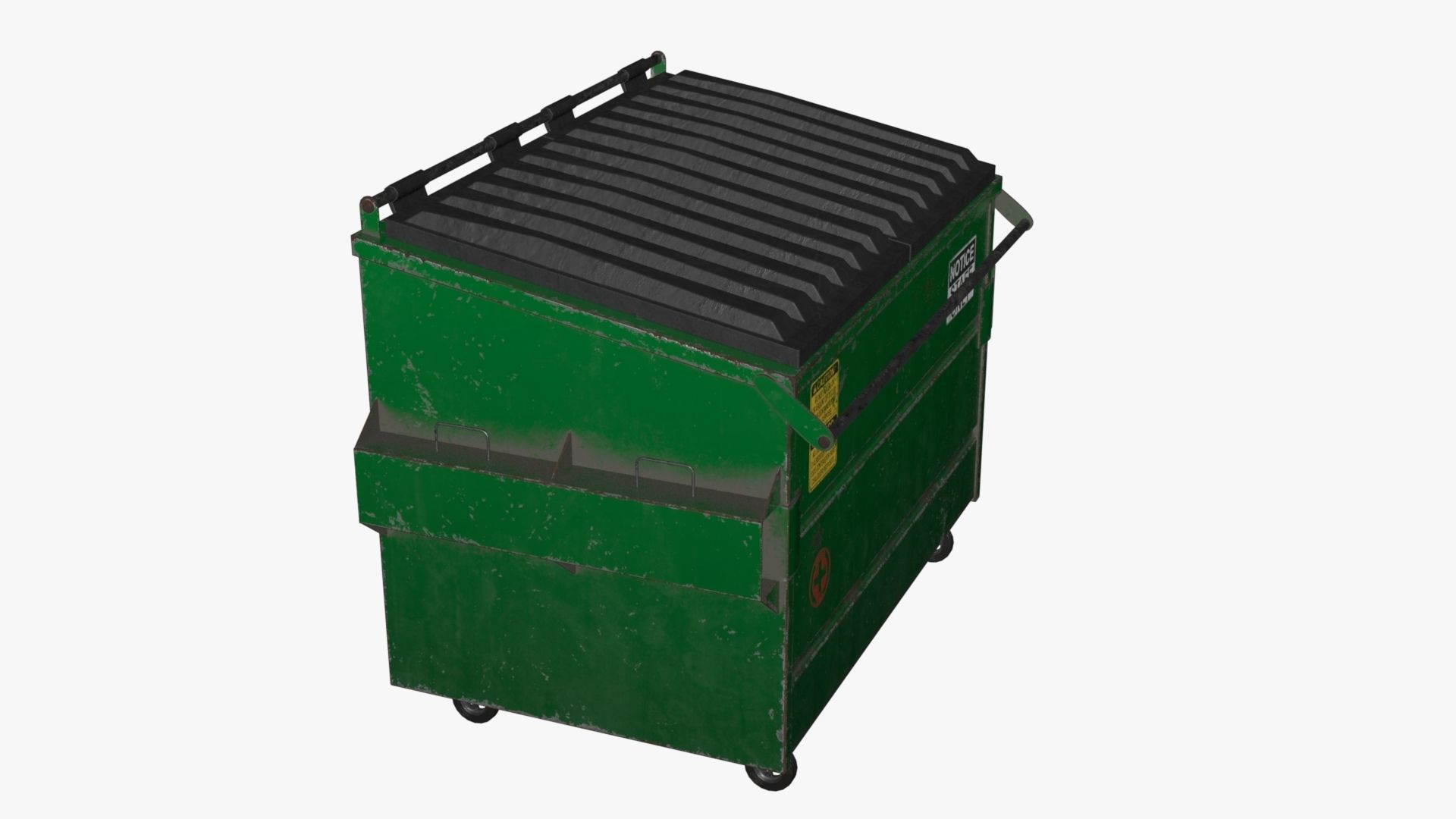 Dumpster garbage can on wheels Low-poly 3D model_36