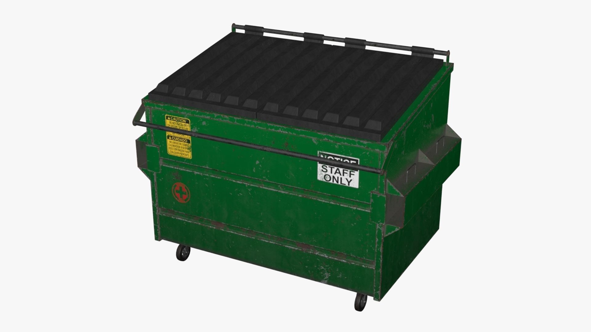 Dumpster garbage can on wheels Low-poly 3D model_88
