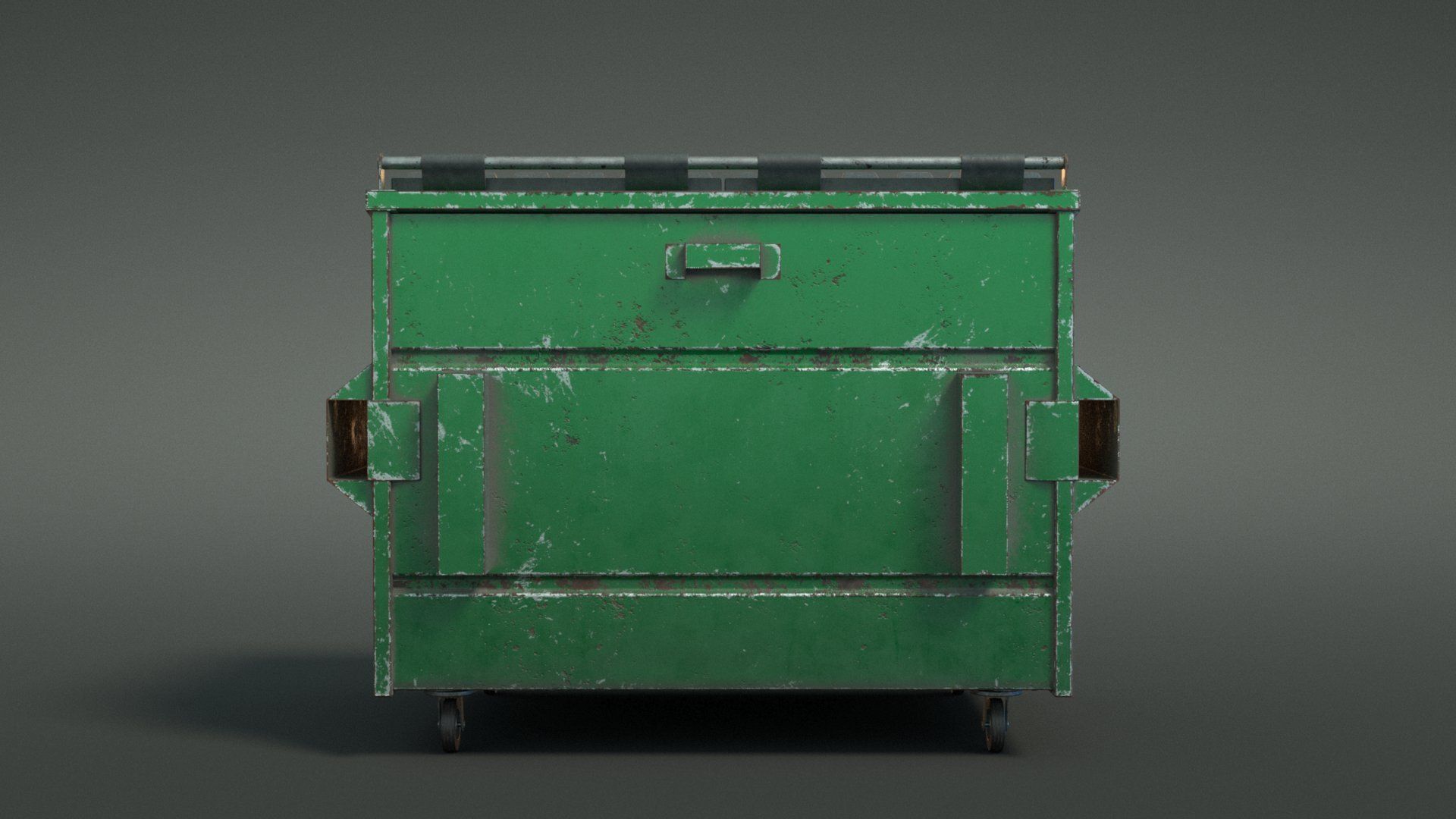Dumpster garbage can on wheels Low-poly 3D model_6