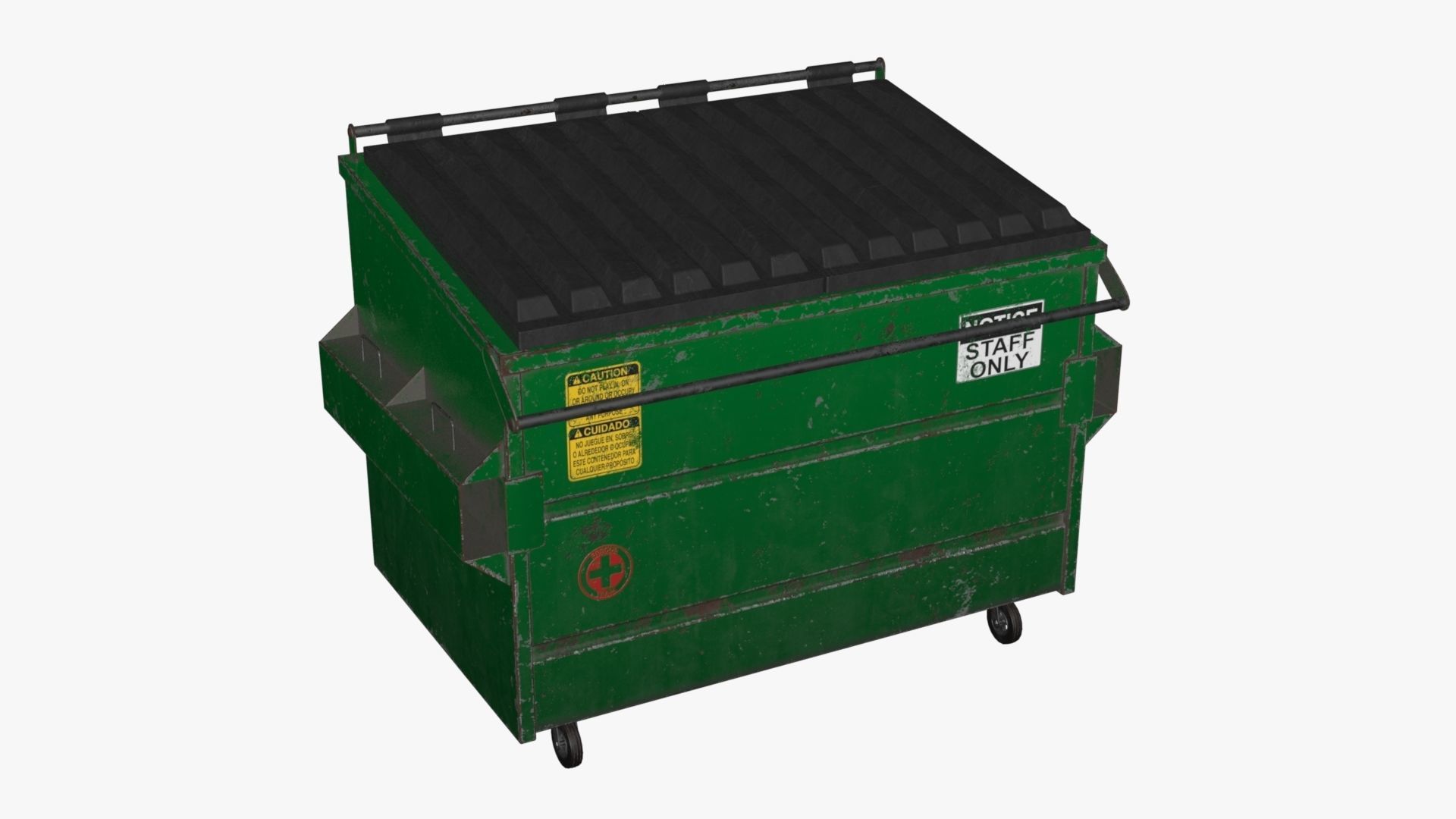 Dumpster garbage can on wheels Low-poly 3D model_31