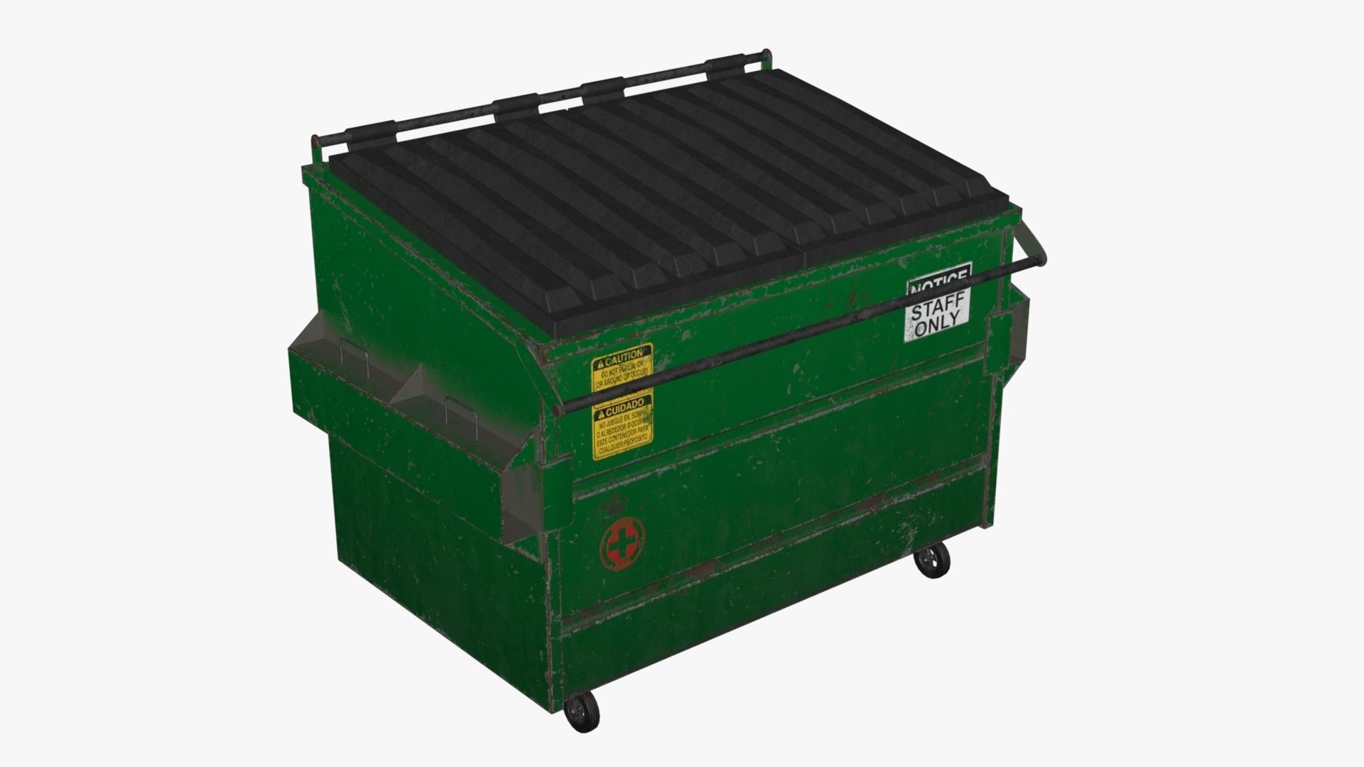 Dumpster garbage can on wheels Low-poly 3D model_32