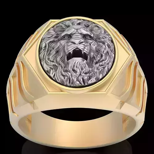 Lion ring silver gild sterling jewelry printable 3D model
