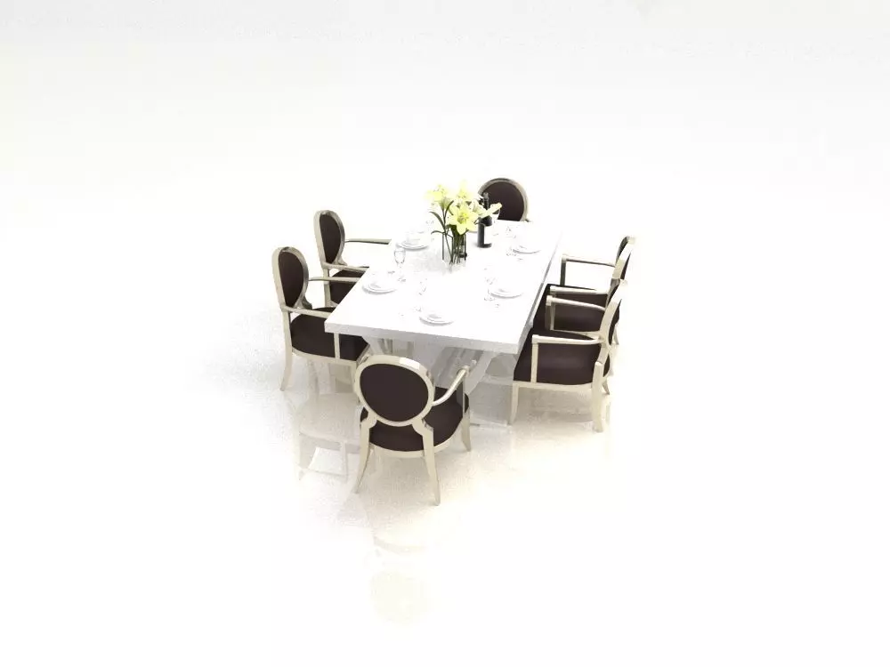 table dining and chairs 3D model_0