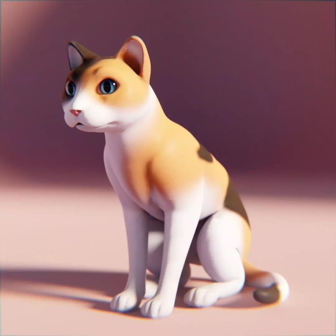 Cats stylized Low-poly 3D model_0