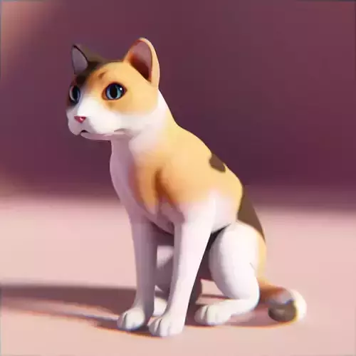 Cats stylized Low-poly 3D model