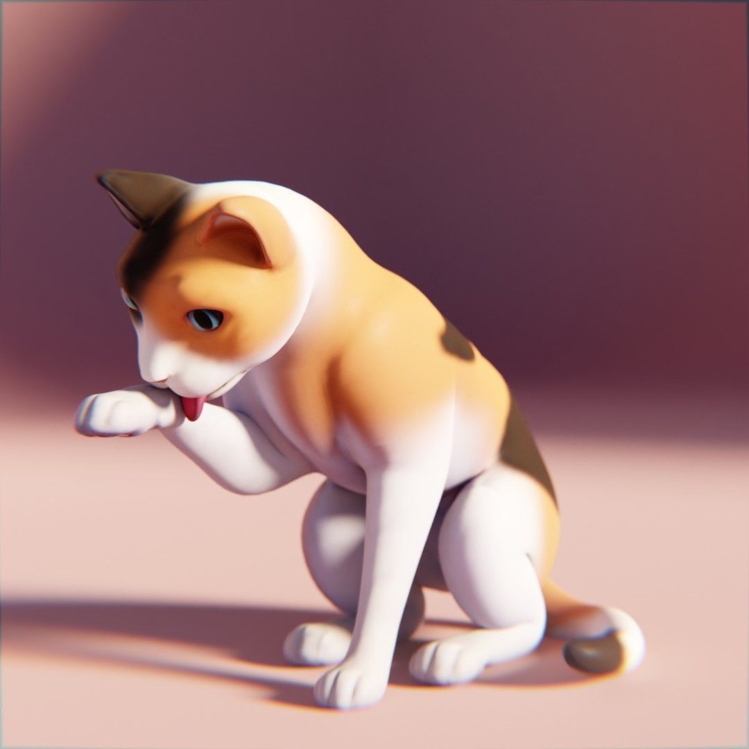 Cats stylized Low-poly 3D model_3