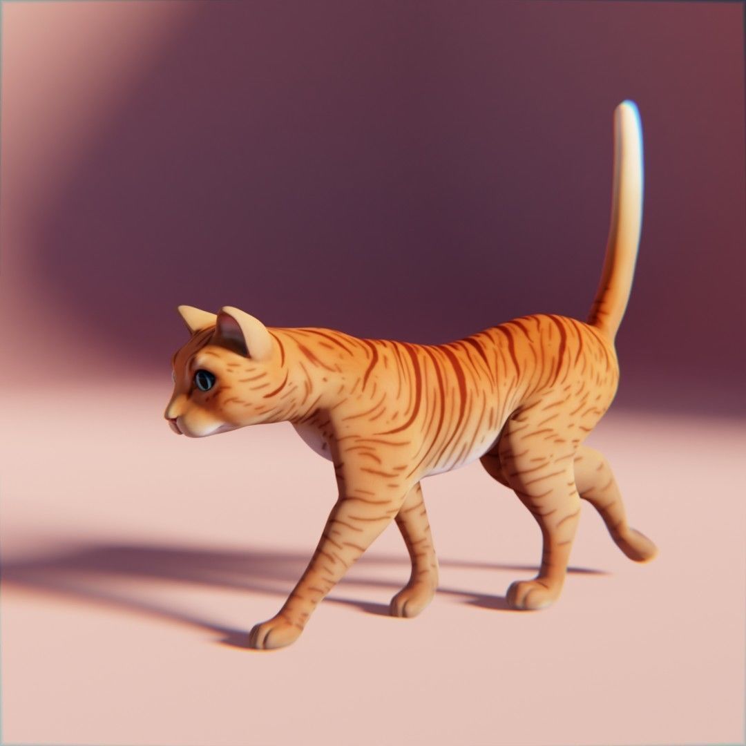 Cats stylized Low-poly 3D model_2
