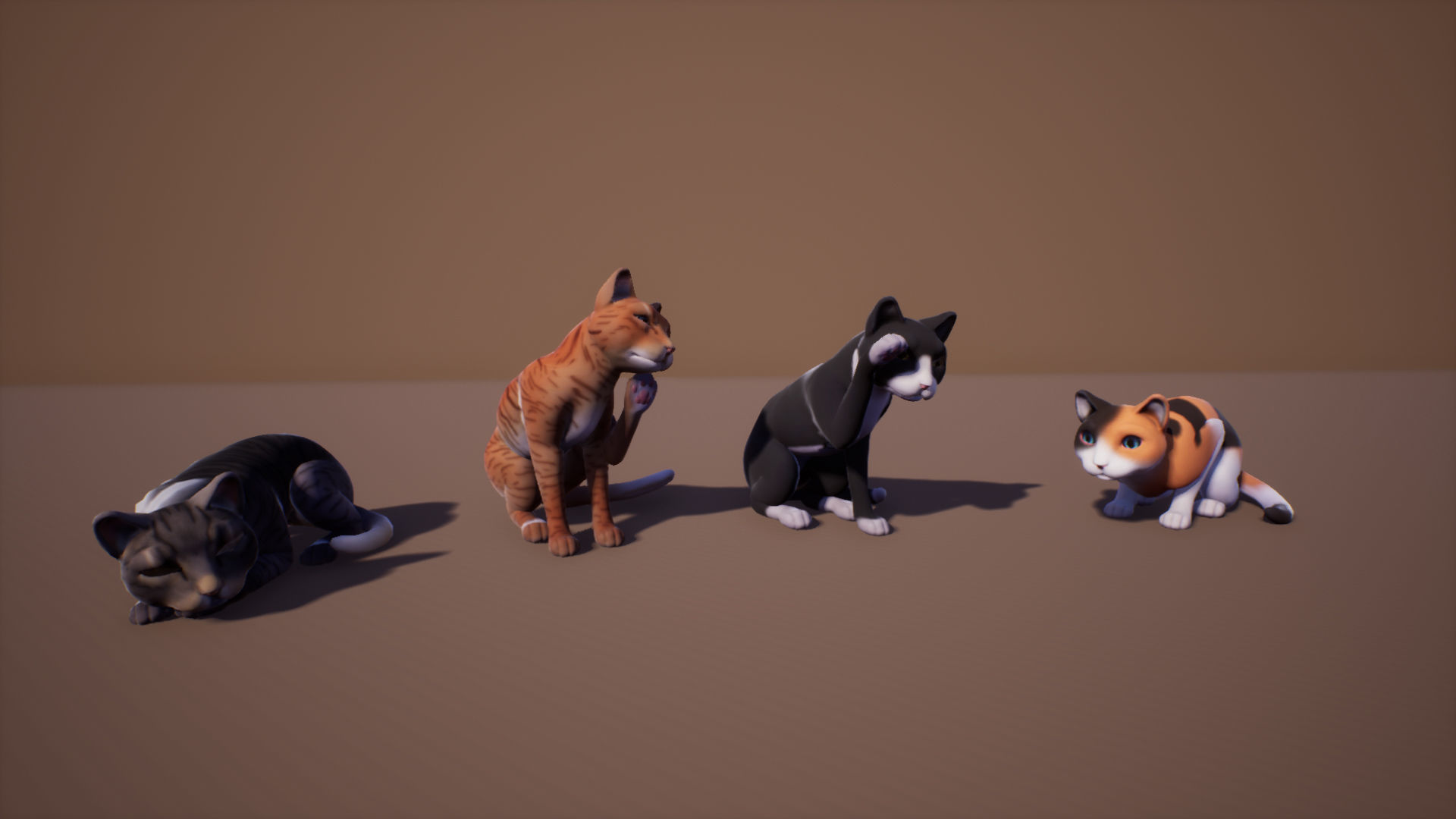 Cats stylized Low-poly 3D model_5