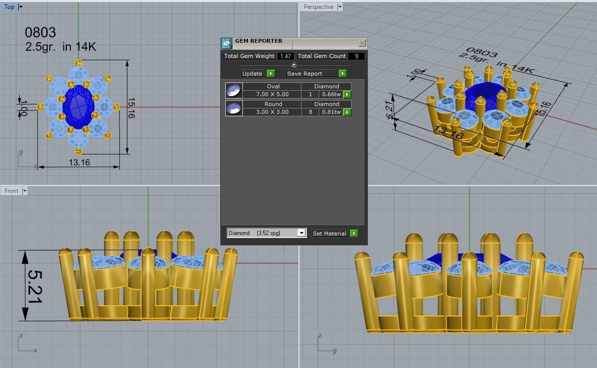 Oval Cluster Pendant 0803 3D print model_4