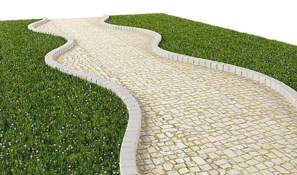 White Cobblestone Path 3D model_0