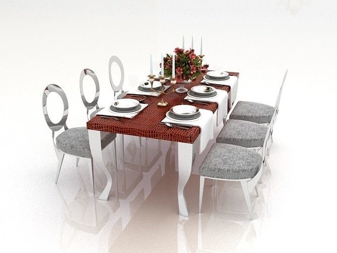 table dining and chairs 3D model