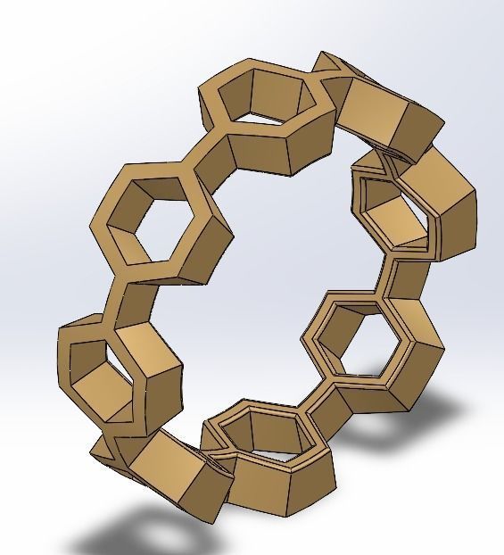Honey ring round 3D print model_2