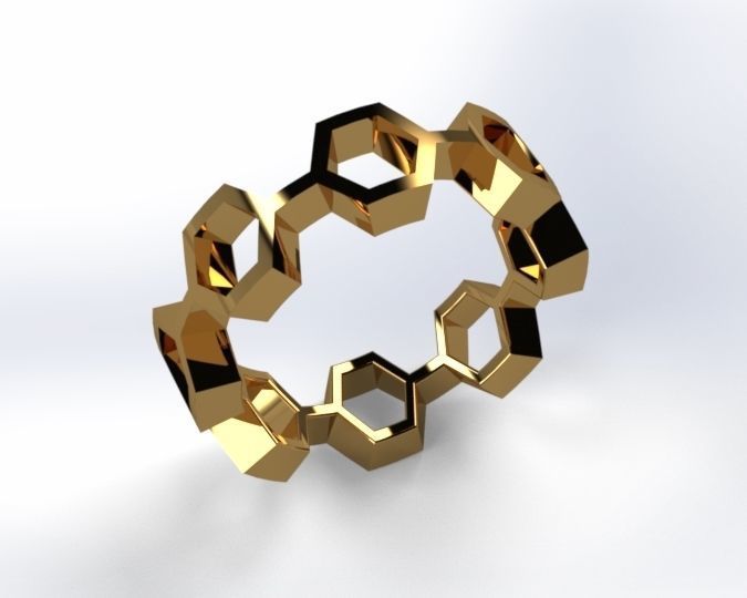 Honey ring round 3D print model_4