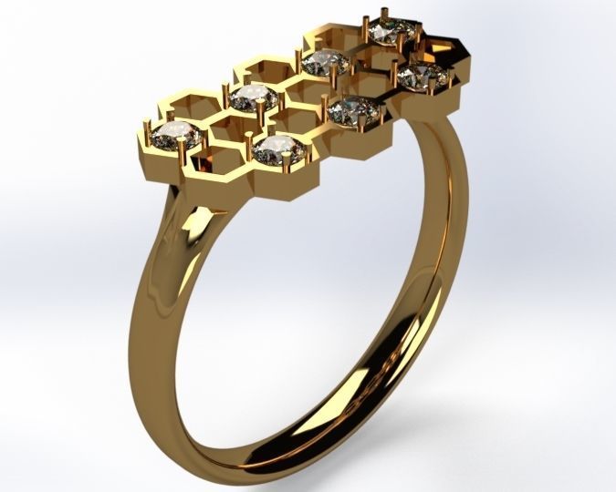 Honeycomb flat with diamonds 3D print model_1