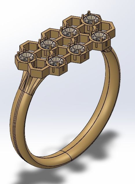 Honeycomb flat with diamonds 3D print model_3