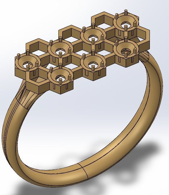 Honeycomb flat with diamonds 3D print model_4