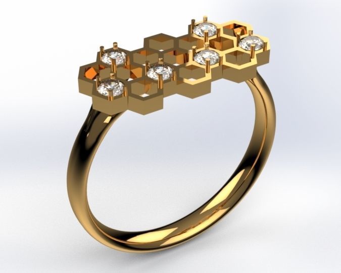 Honeycomb flat with diamonds 3D print model_2