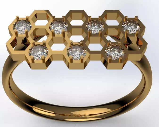Honeycomb flat with diamonds 3D print model_0