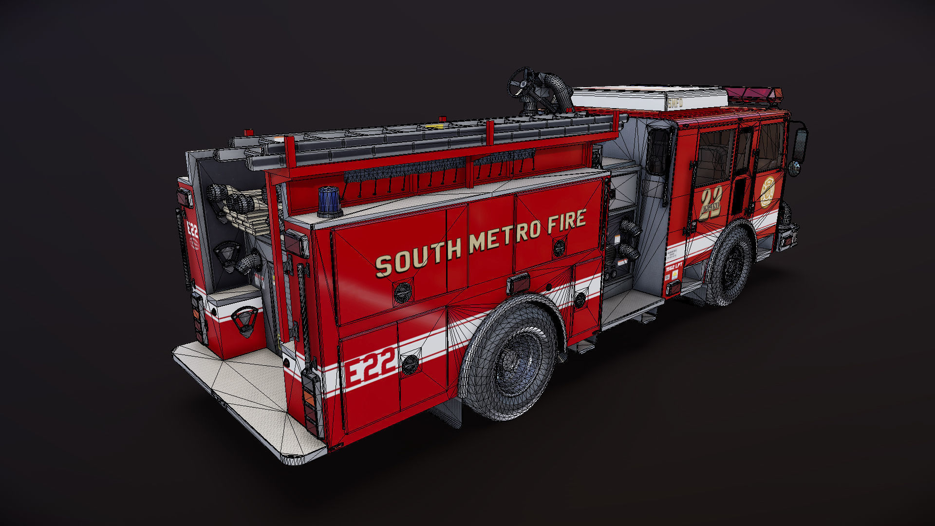 Seagrave marauder fire truck Low-poly 3D model_28