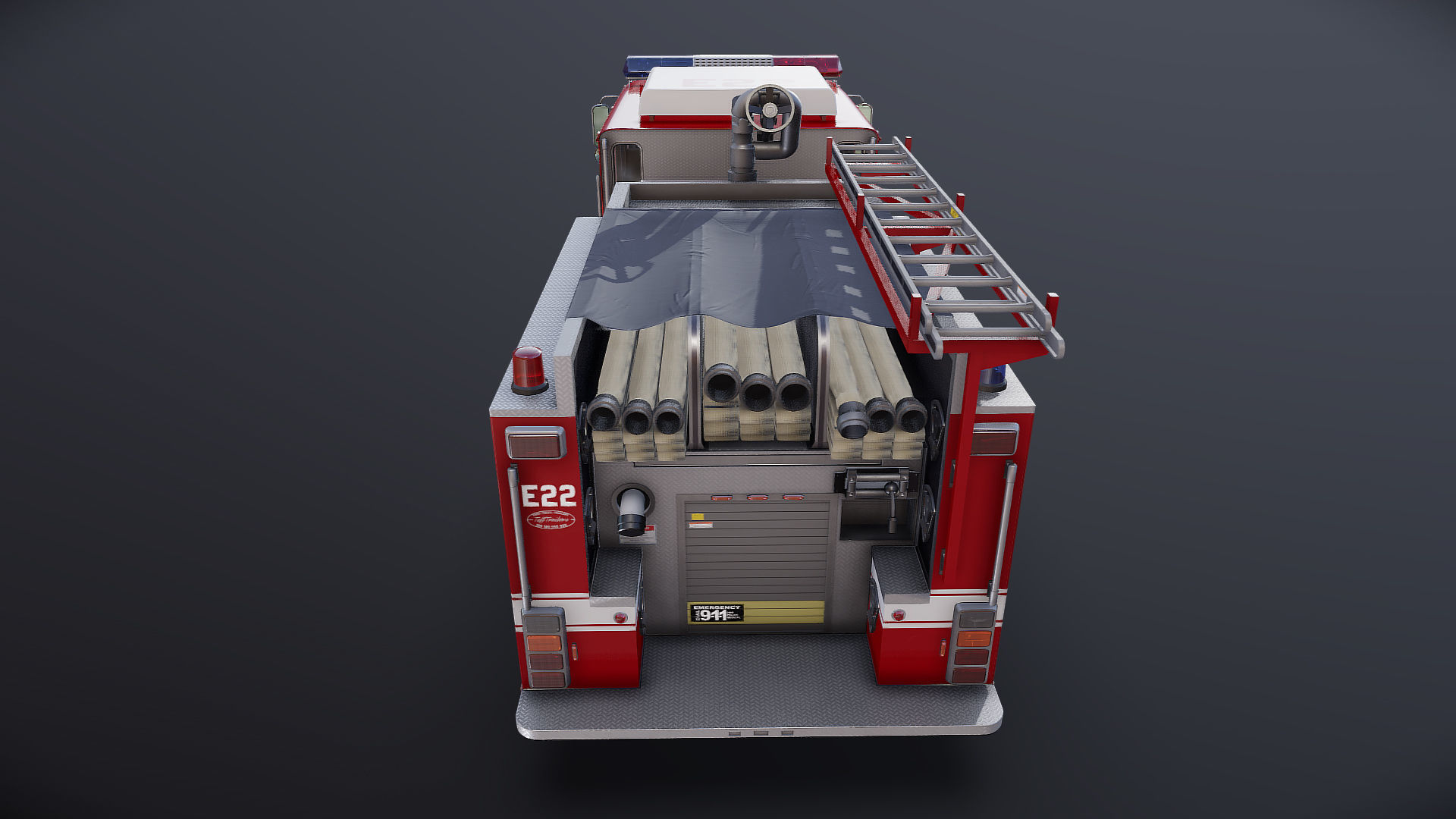 Seagrave marauder fire truck Low-poly 3D model_25