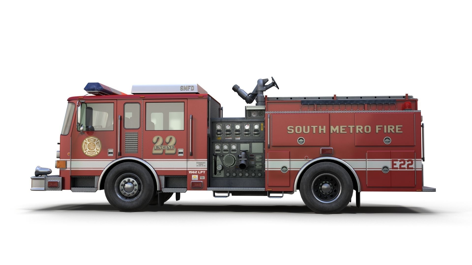 Seagrave marauder fire truck Low-poly 3D model_4