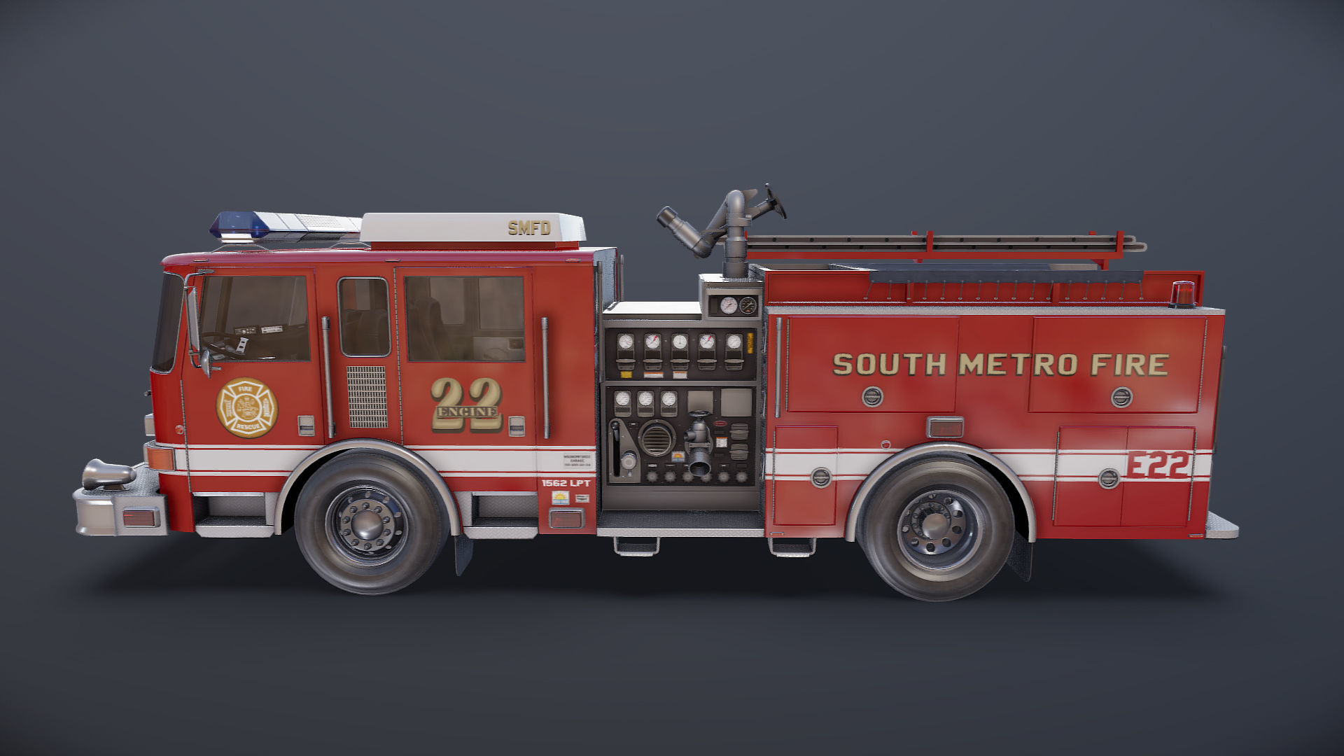 Seagrave marauder fire truck Low-poly 3D model_20